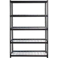 Lorell Wire Deck Shelving 5 Shelf(ves) - 72" Height x 48" Width x 18" Depth - 28% Recycled - Black - Steel - 1 Each (LLR99930)