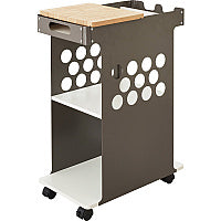 Safco Mini Rolling Storage Cart 2 Shelf - 4 Casters - Bamboo - 14" Width x 24" Depth x 34" Height - White - 1 Each (5209WH)