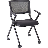Lorell Mobile Mesh Back Nesting Chairs with Arms Black Seat Color - Fabric Seat Material - Metal Frame Material - 2 / Carton (LLR41845)