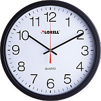Lorell 12-1/2" Slimline Wall Clock Analog - Quartz - Black Case - Modern Style (LLR61008)