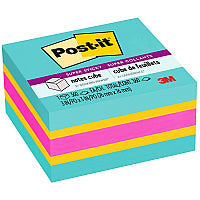 Post-it(R) Super Sticky Notes Cube 3" Flag/Note Width x 3" Flag/Note Length - Square - 360 Sheets per Pad - Aqua Splash, Sunnyside, Power Pink - Paper - Sticky, Recyclable - 1 Pack (2027SSAFG)