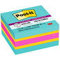 Post-it(R) Super Sticky Notes Cube 3" Flag/Note Width x 3" Flag/Note Length - Square - 360 Sheets per Pad - Aqua Splash, Sunnyside, Power Pink - Paper - Sticky, Recyclable - 1 Pack (2027SSAFG)