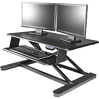 Kantek Electric Sit to Stand Workstation Up to 24" Screen Support - 60 lb Load Capacity - 23.40" Height x 35" Width x 26" Depth - Desktop - Steel, Medium Density Fiberboard (MDF) - Black (STS965)