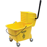 Genuine Joe 35-quart Side Press Mop Bucket & Wringer Combo 8.75 gal - Caster - 21" x 16" x 14" - Yellow - 18 / Pallet (GJO02347PL)