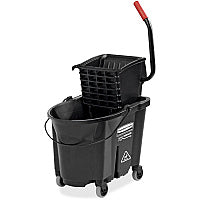 Rubbermaid Commercial WaveBrake Side Press Mop Bucket 8.75 gal - Wringer - 19.8" x 16.1" - Tubular Steel, Plastic - Black - 1 / Carton (1863896)