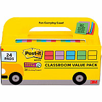 Post-it(R) Super Sticky Notes Bus Cabinet Pack 3" Flag/Note Width x 3" Flag/Note Length - Square - 70 Sheets per Pad - Iris, Electric Blue, Evergreen, Yellow, Candy Red - Sticky, Recyclable, Adhesive, Reusable - 24 / Pack (65424SSBUS)
