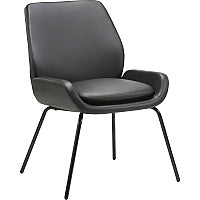 Lorell U-Shaped Seat Guest Chair Bonded Leather Seat Material - Bonded Leather Back Material - Black - 1 Each (LLR68574)