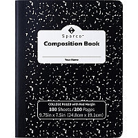 Sparco College Ruled Composition Notebook 100 Pages - Sewn - Front Ruling Surface - 2.10" Height x 7.3" Width x 9.9" Length - Hard Cover, Label - 12 / Pack (00333)