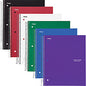 Mead Five Star Subject Spiral Notebook 3 Subject(s) - 150 Sheets - 300 Pages - Wire Bound - 3 Hole(s) - 11" x 8 1/2" Sheet Size - Assorted Plastic, Paperboard Cover - Water Resistant, Bleed Resistant, Perforated, Spiral Lock, Storage Pocket, Dual- (73930)