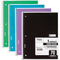 Mead 1 Subject Wide Ruled Spiral Notebook 70 Sheets - 140 Pages - Spiral Bound - 3 Hole(s) - 10 1/2" x 8" Sheet Size - 10" Height x 8" Width x 0.5" Length - White Paper - Assorted Cover - Durable Cover, Bleed Resistant, Perforated, Spiral Lock, Li (72873)