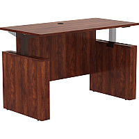 Lorell Essentials Series Sit-to-Stand Desk Shell x 0.1" Thickness Top, 49" Height x 60" Width x 29" Depth - Finish: Cherry - Laminate Table Top (LLR69570)