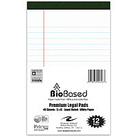 Roaring Spring USDA Certified Bio-Preferred Junior Size Legal Pads 40 Sheets - 80 Pages - Printed - Stapled/Tapebound - Both Side Ruling Surface - Double Line Red Margin - 20 lb Basis Weight - 75 g/m² Grammage - 8" x 5" Sheet Size - 3" Height (24316)