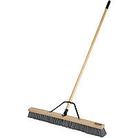 Rubbermaid Commercial Poly Bristle Medium Push Broom 3" Polypropylene Bristle - 1.13" Handle Diameter - Lacquered Wood Handle - 4 / Carton (2040044CT)