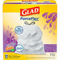 Glad ForceFlex Tall Kitchen Drawstring Trash Bags Gain Lavender with Febreze Freshness - 13 gal Capacity - 25.38" Length x 23.75" Width x 0.72 mil (18 Micron) Thickness - Drawstring Closure - White - Home, Office/ - 110 / Box (79157)