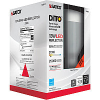 Satco 13W BR40 LED 2700K Bulb 13 W - 85 W Incandescent Equivalent Wattage - 120 V AC - 1075 lm - BR40 Size - Frosted White - Warm White Light Color - E26 Base - 25000 Hour - 2700&deg;K Color Temperature - 95 CRI - 103&deg; Beam Angle - Dimmable - (S29615)