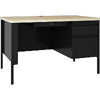 Lorell Fortress Series 48" Right Single-Pedestal Desk 30" Height x 48" Width x 29.5" Depth, 0.8" Height Modesty Panel, x 1.1" Thickness Top - Single Pedestal on Right Side - Square Edge - Material: Steel - Finish: Black (LLR66907)