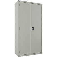 Lorell Wardrobe Storage Cabinet 36" Width x 18" Depth x 72" Height - 2 x Shelf(ves) - Durable, Welded, Recessed Handle, Removable Lock, Locking System, Adjustable Shelf - Light Gray - Steel - Recycled (LLR03089)