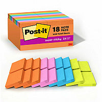 Post-it(R) Super Sticky Notes - Energy Boost Color Collection 2" Flag/Note Width x 2" Flag/Note Length - Square - 90 Sheets per Pad - Multicolor - Paper - Super Sticky, Adhesive, Recyclable, Residue-free - 18 / Pack (62218SSAUC)