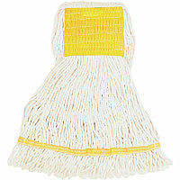 Genuine Joe Wide Band Small Mophead Small - Looped Ends, Durable, Launderable, Wide Headband, Mesh Band - Rayon, Cotton, Rayon - White - 1 Each (GJOSWH5B)