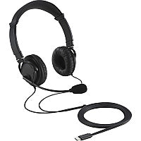 Kensington USB-C Hi-Fi Headphones with Mic Stereo - USB Type C - Wired - Over-the-head - Binaural - Ear-cup - 6 ft Cable - Noise Cancelling Microphone - Noise Canceling - Black (97457)