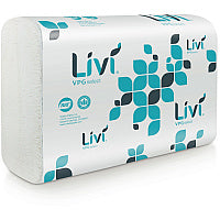 Livi(R) Select Multifold Paper Towels, 1-Ply, White, 4000 Towels 1 Ply - Multifold - 9.06" Width x 9.45" Length - Emboss Pattern - White - Virgin Fiber - 250/Pack - 16 / Carton (43514)