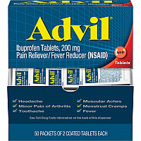 Advil Ibuprofen Tablets For Pain, Headache, Backache, Menstrual Cramp, Joint Pain, Fever - 50/Box - 1 Each (15489)