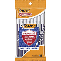 BIC PrevaGuard Round Stic Ballpoint Pen Round Pen Point - Blue Ink - 8 / Pack (GSAMP81BE)