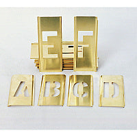 AbilityOne SKILCRAFT Brass Stencil Set 5" - Gothic - Character, Letter, Number, Symbol - Yellow (2729684)