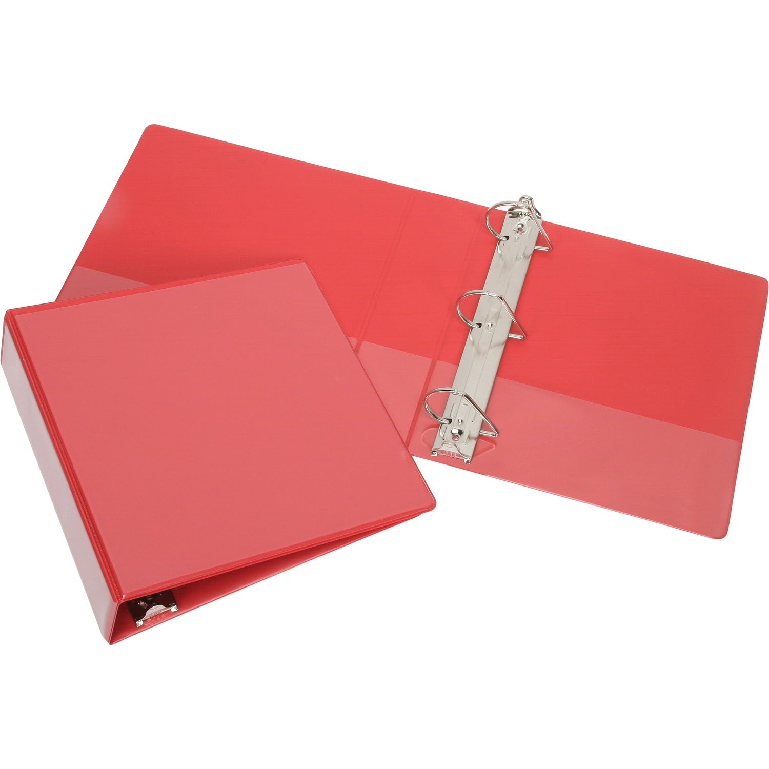 AbilityOne SKILCRAFT Slant D-Ring View Binder 1 1/2" Binder Capacity - Letter - 8 1/2" x 11" Sheet Size - 3 x Slant D-Ring Fastener(s) - Inside Front & Back Pocket(s) - Vinyl, Board - Red - Clear Overlay, Spine, Unpunched, Pun (4171877)