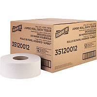 Genuine Joe(R) Standard Toilet Paper, 1-Ply, 1,200-ft., 12 Rolls 1 Ply - 3.63" Width x 1200 ft Length - 8.88" Roll Diameter - White - Fiber - 12 / Carton (GJO35120012)