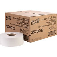 Genuine Joe(R) Jumbo Jr. Toilet Paper Roll, 2-Ply, 700-ft., 12 Rolls 2 Ply - 3.30" Width x 700 ft Length - 8.88" Roll Diameter - White - Fiber - 12 / Carton (GJO3570012)