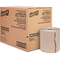 Genuine Joe Embossed Hardwound Roll Towels 7.88" Width x 600 ft Length - 2" Core - Embossed Design - Brown - 12 / Carton (GJO32500)