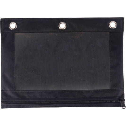 Business Source Binder Pencil Pouch 10" Height x 7.4" Width - Black - 1 Each (BSN18303)