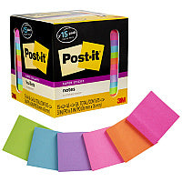 Post-it(R) Super Sticky Notes 15 - 3" Flag/Note Width x 3" Flag/Note Length - Square - 45 Sheets per Pad - Neon Orange, Tropical Pink, Power Pink, Iris, Blue Paradise, Neon Green Limeade - Adhesive, Recyclable - 15 / Pack (65415SSCP)