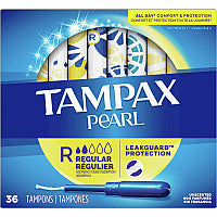Tampax Pearl Regular Tampons Regular - Plastic Applicator - Anti-leak, Comfortable, Unscented - 36/Box - 12 / Carton (71127CT)