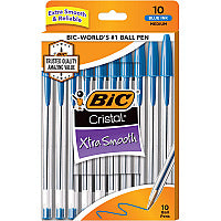 BIC Cristal Ballpoint Stick Pens Medium Pen Point - Blue Ink - Clear Barrel - 10 / Pack (MSP10BE)