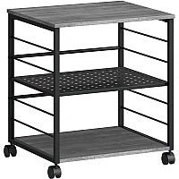Lorell Deskside Mobile Machine Stand 200 lb Load Capacity - 26.50" Height x 23.60" Width x 19.60" Depth - Desk - Powder Coated - Metal, Laminate, Polyvinyl Chloride (PVC) - Charcoal, Black (LLR60263)