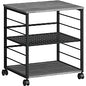 Lorell Deskside Mobile Machine Stand 200 lb Load Capacity - 26.50" Height x 23.60" Width x 19.60" Depth - Desk - Powder Coated - Metal, Laminate, Polyvinyl Chloride (PVC) - Charcoal, Black (LLR60263)