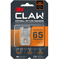 3M CLAW Drywall Picture Hanger 65 lb (29.48 kg) Capacity - 1.2" Width x 2" Length - for Pictures, Project, Mirror, Frame, Home, Decoration - Steel - Gray - 2 / Pack (3PH65M2ES)