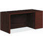 HON 10500 H105897R Pedestal Desk 29.5" Height x 66" Width x 30" Depth - 3 x Box, File Drawer(s)Right Side - Finish: Mahogany (105897RNN)