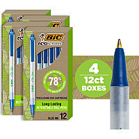 BIC Ecolutions Clic Stic Ballpoint Pen 1 mm Medium Pen Point - Retractable - Blue Ink - Semi Clear Barrel - 48 / Pack (CSEM48BE)