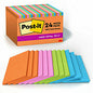 Post-it(R) Super Sticky Notes - Energy Boost Color Collection 4" Flag/Note Width x 6" Flag/Note Length - Rectangle - 45 Sheets per Pad - Vital Orange, Tropical Pink, Blue Paradise, Limeade - Sticky - 24 / Pack (66024SSAUCP)