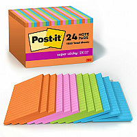 Post-it(R) Super Sticky Notes - Energy Boost Color Collection 4" Flag/Note Width x 6" Flag/Note Length - Rectangle - 45 Sheets per Pad - Vital Orange, Tropical Pink, Blue Paradise, Limeade - Sticky - 24 / Pack (66024SSAUCP)