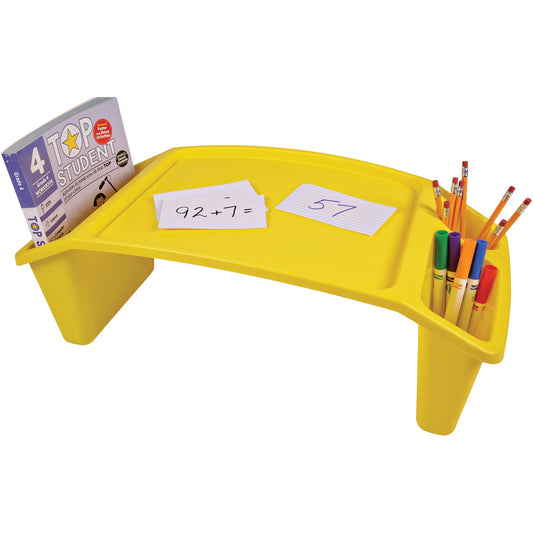 Deflecto Antimicrobial Kids Lap Tray Supplies, Paper, Book, Pencil, Crayon, Mobile Device, Decoration/Activity - 8.53" Height x 23.35" Width x 12" Depth - Yellow - Polypropylene, Plastic - 1 Each (39502YEL)