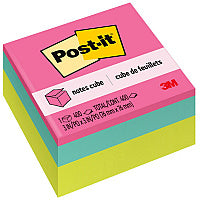 Post-it(R) Super Sticky Notes Cubes 3" Flag/Note Width x 3" Flag/Note Length - Square - 400 Sheets per Pad - Power Pink, Aqua Splash, Acid Lime - Sticky, Adhesive - 1 Pack (2027BRT)