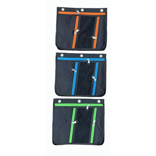 CLI Triple-pocket Pencil Pouches 11" Height x 9.5" Width - Ring Binder - Multi - Nylon - 24 / Display Box (76395ST)