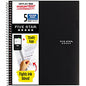 Acco Five Star Notebook 5 Subject(s) - 200 Sheets - Wire Bound - College Ruled Front Ruling - 3 Hole(s) - Letter - 8 1/2" x 11" Sheet Size - Black Cover - Bleed Resistant, Pocket, Perforated, Water Resistant, Spiral Lock, Acid-free, Pocket Divider (72081)