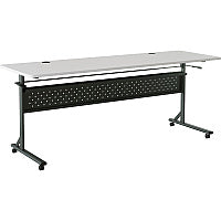 Lorell Shift 2.0 Flip and Nesting Mobile Table Laminated Rectangle Top - 72" Table Top Length x 24" Table Top Width x 1" Table Top Thickness - 29.50" Height - Assembly Required - Gray - 1 Each (LLR60767)