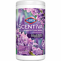 Clorox Scentiva Bleach-Free Disinfecting Wipes Lavender & Jasmine Scent - Bleach-free, Disinfectant, Long Lasting, Deodorize, Odor Neutralizer - White - 75 Tub - 1 Each (60040)