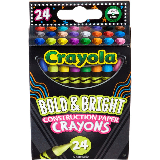 Crayola Construction Paper Crayons Art, Paper, Cardboard - Recommended For 3+ Year - 3.60" Length - Assorted - Paper - 24 / Pack (523463)